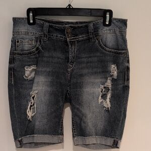 Distressed Denim Shorts